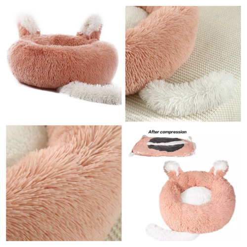 🐾 Plush Pet Bed with Ears & Tail – Cozy, Cute, and Cuddle-Ready