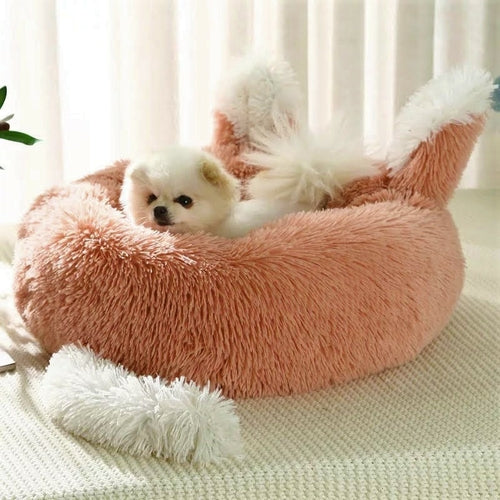 🐾 Plush Pet Bed with Ears & Tail – Cozy, Cute, and Cuddle-Ready